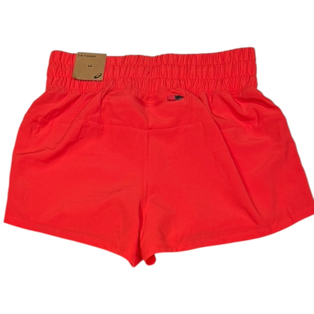 ASICS 2-N-1 Short Built In Short Secure Pocket Activewear Running Coral NWT XS - Picture 3 of 12